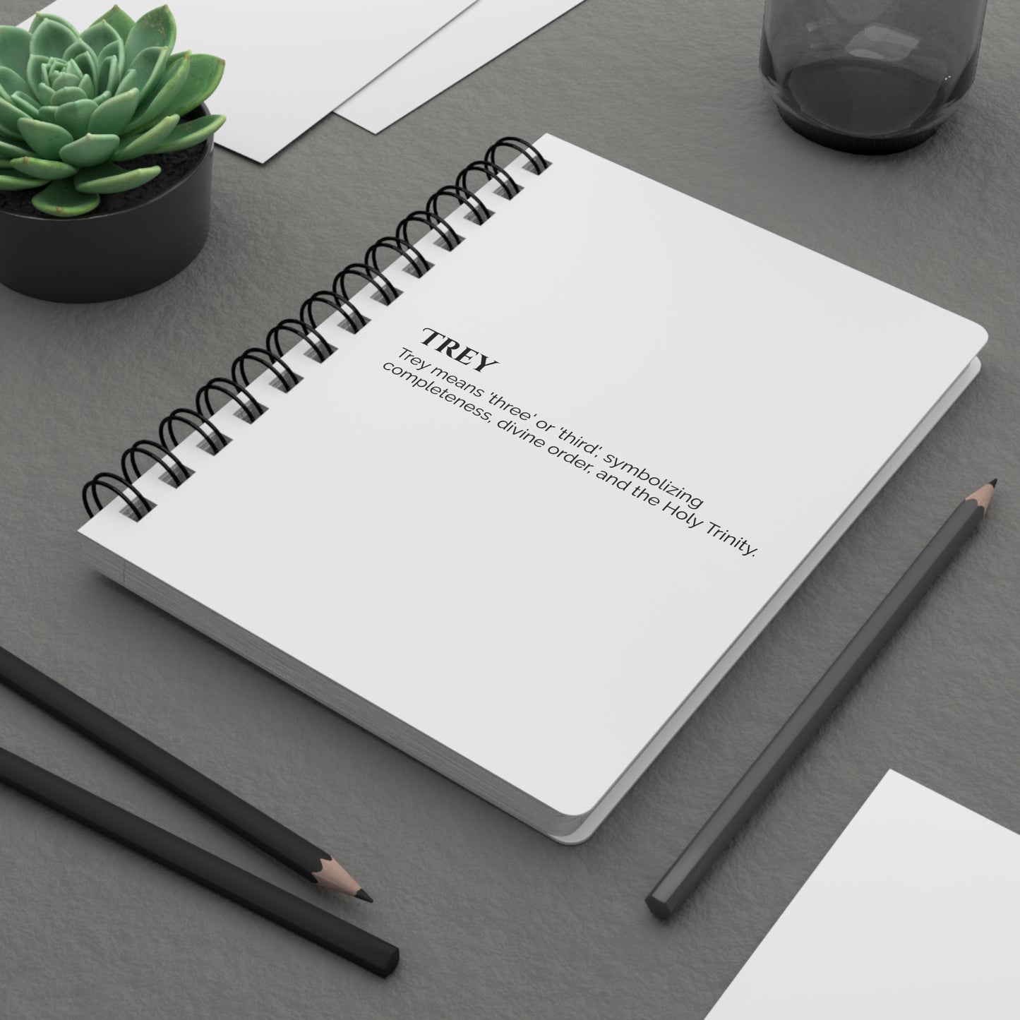 Trey - Custom Name Meaning Journal and Poem White