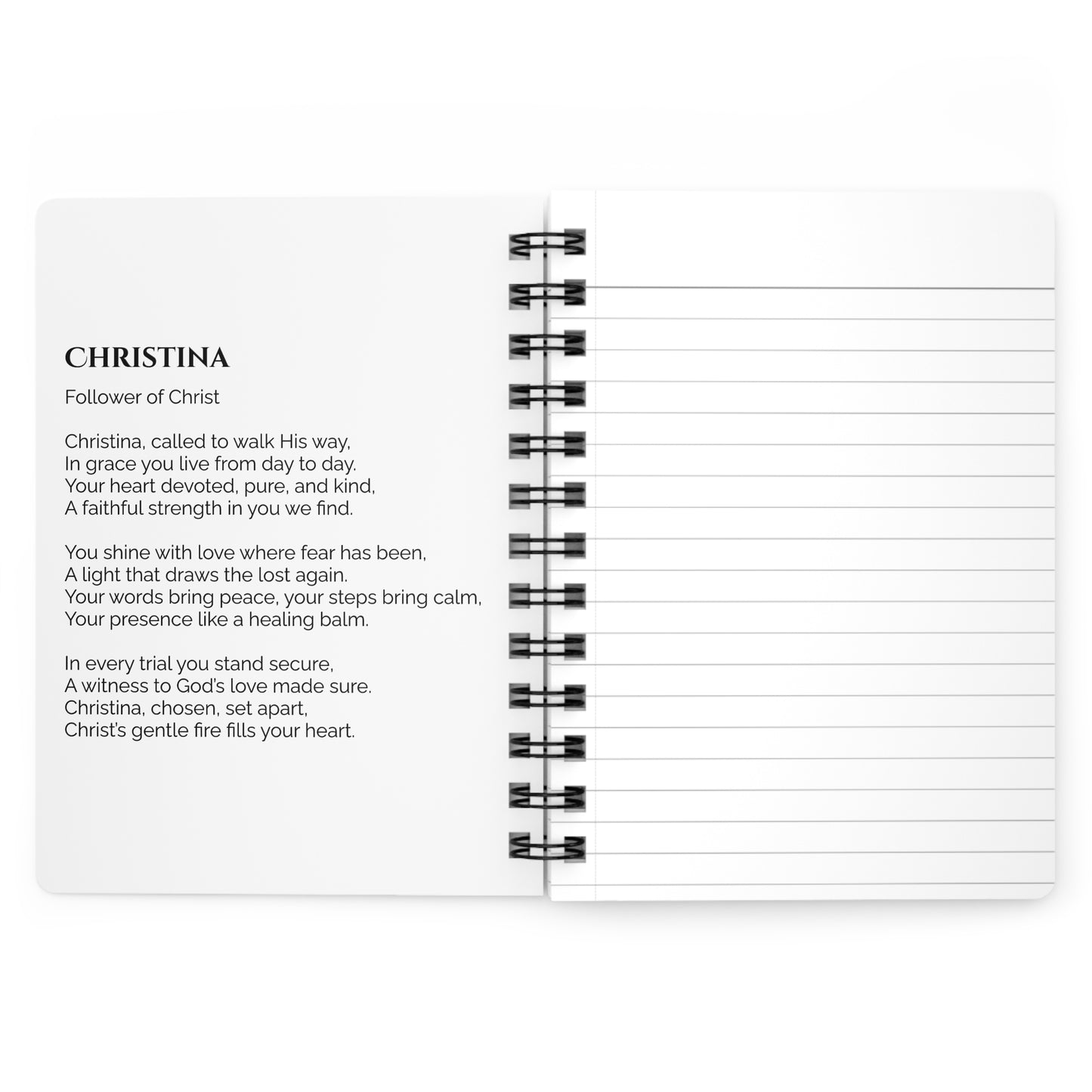 Christina - Custom Name Meaning Journal & Poem White