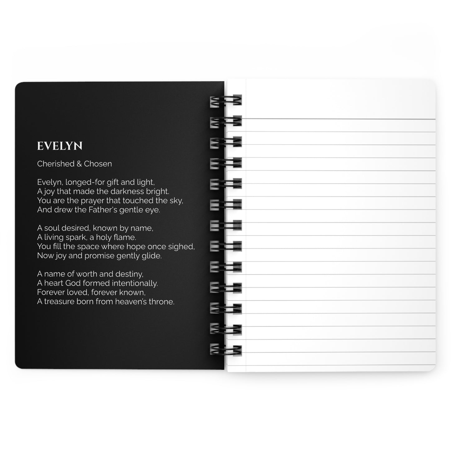 Evelyn - Custom Name Meaning Journal & Poem Black