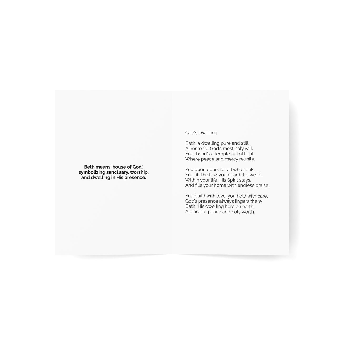 Beth - Personalized Name Meaning Card with Poem