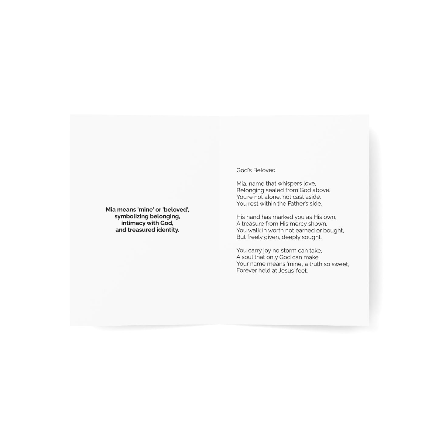 Mia - Personalized Name Meaning Card with Poem