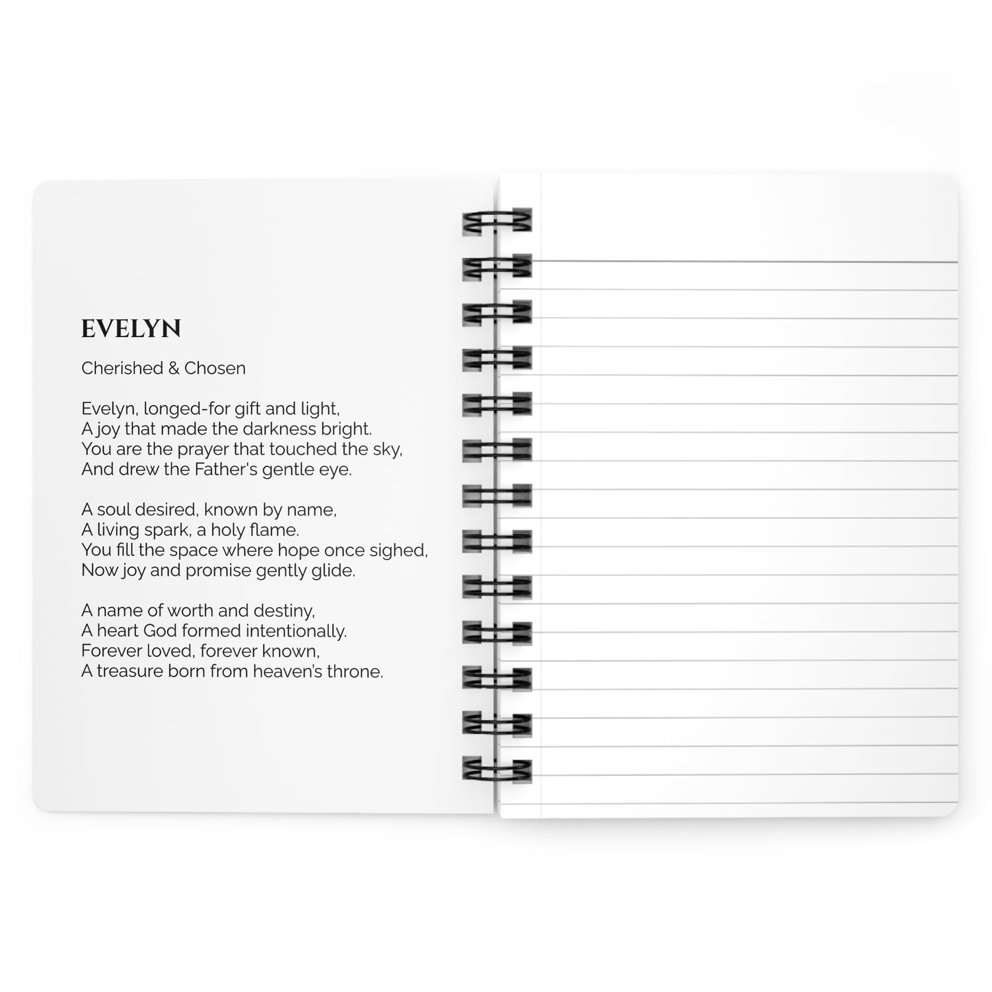 Evelyn - Custom Name Meaning Journal & Poem White
