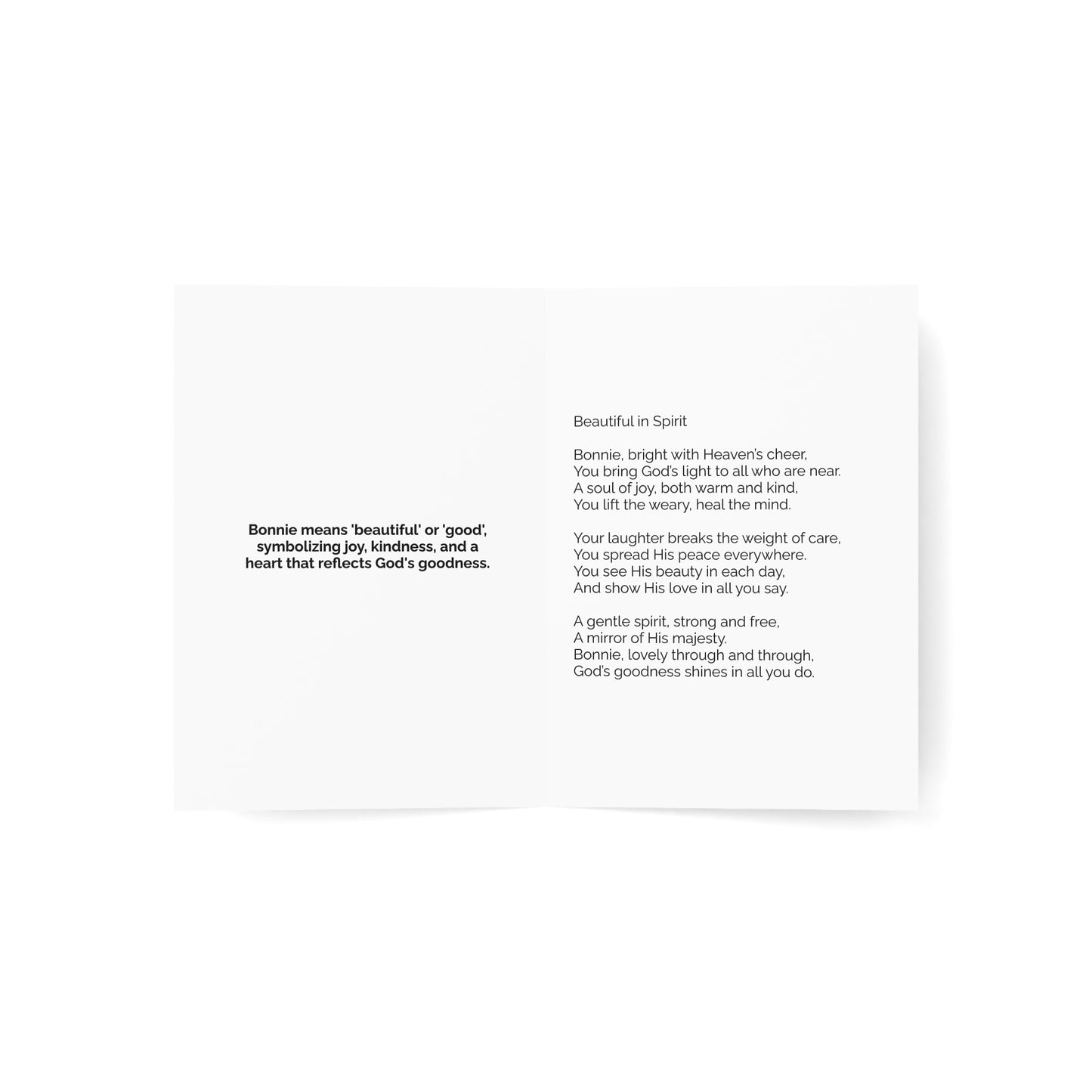 Bonnie - Personalized Name Meaning Card with Poem