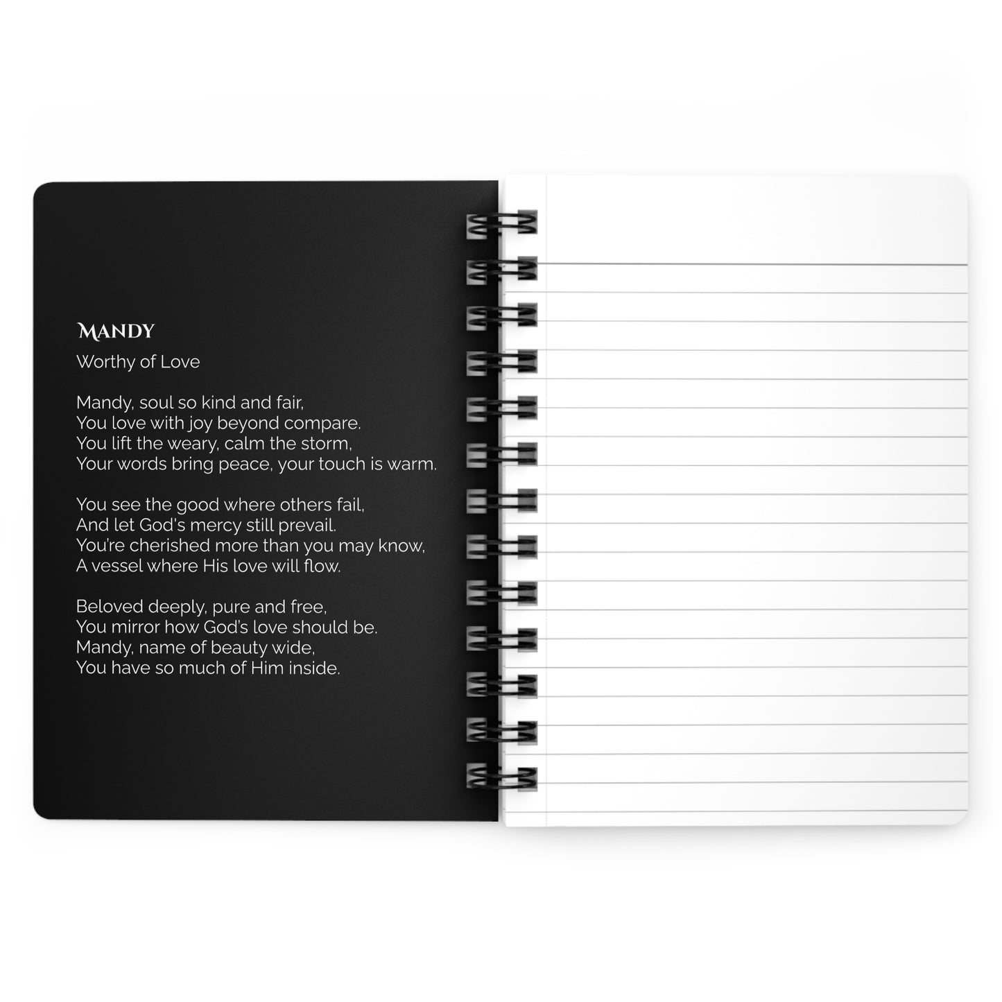 Mandy - Custom Name Meaning Journal and Poem Black