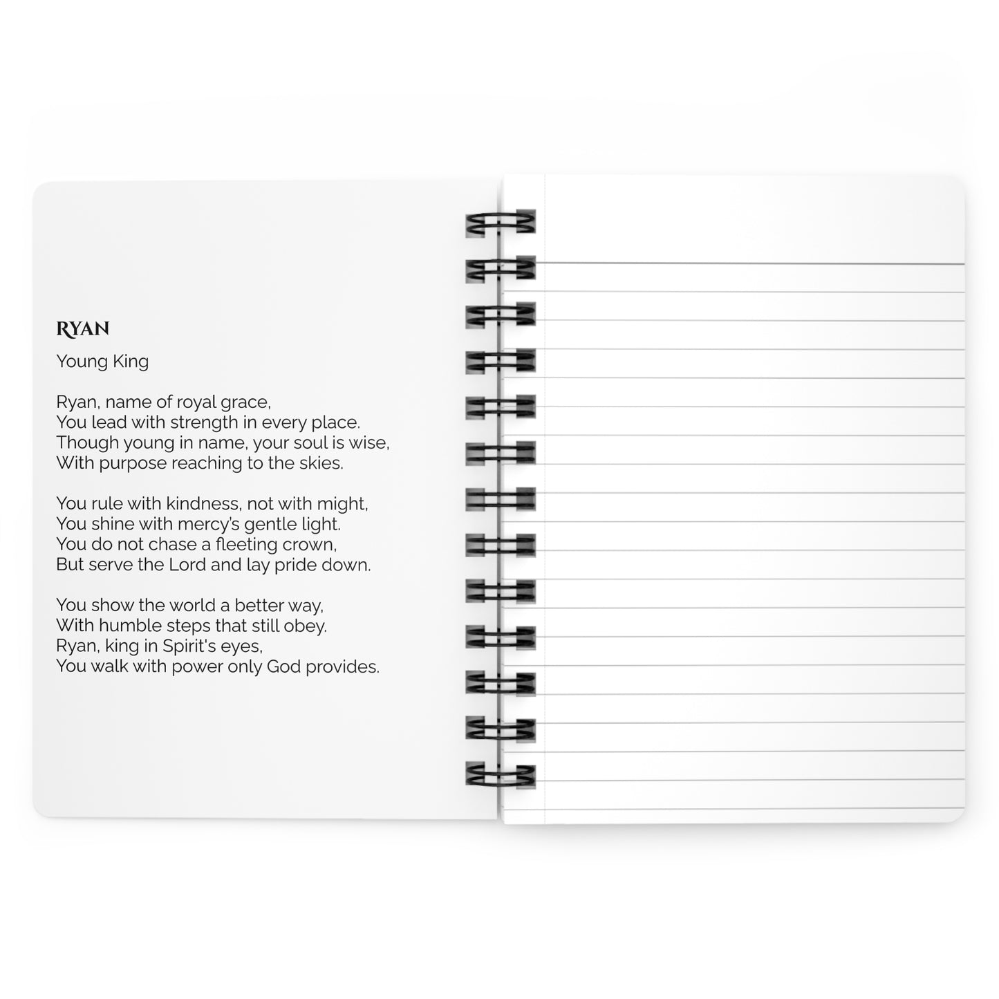 Ryan - Custom Name Meaning Journal and Poem White