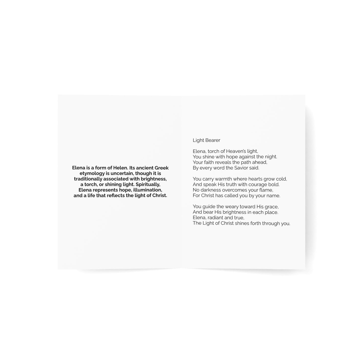 Elena - Personalized Name Meaning Card with Poem