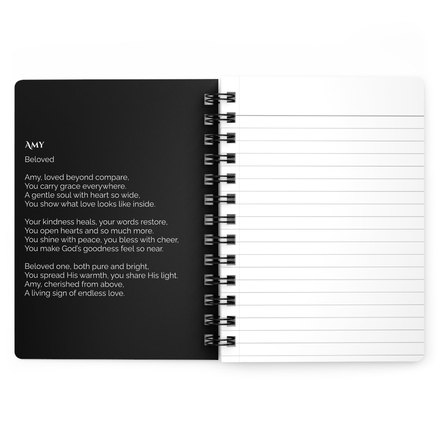 Amy - Custom Name Meaning Journal and Poem Black