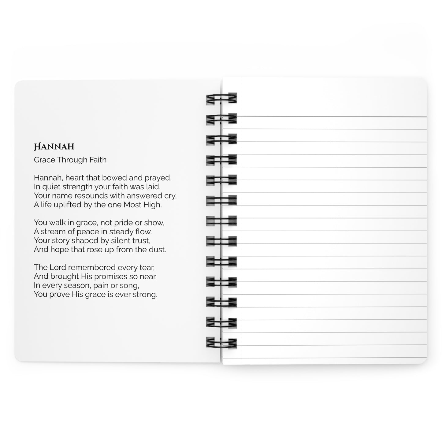 Hannah - Custom Name Meaning Journal and Poem Black White