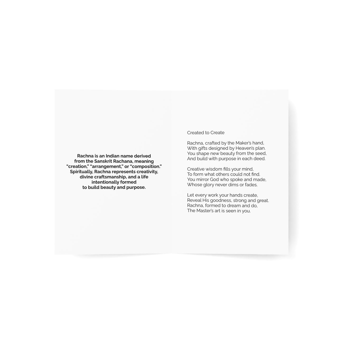 Rachna - Personalized Name Meaning Card with Poem