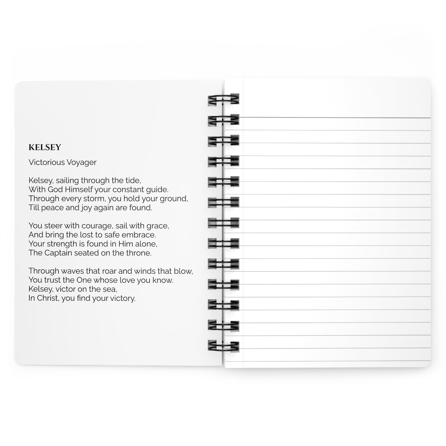 Kelsey - Custom Name Meaning Journal and Poem White