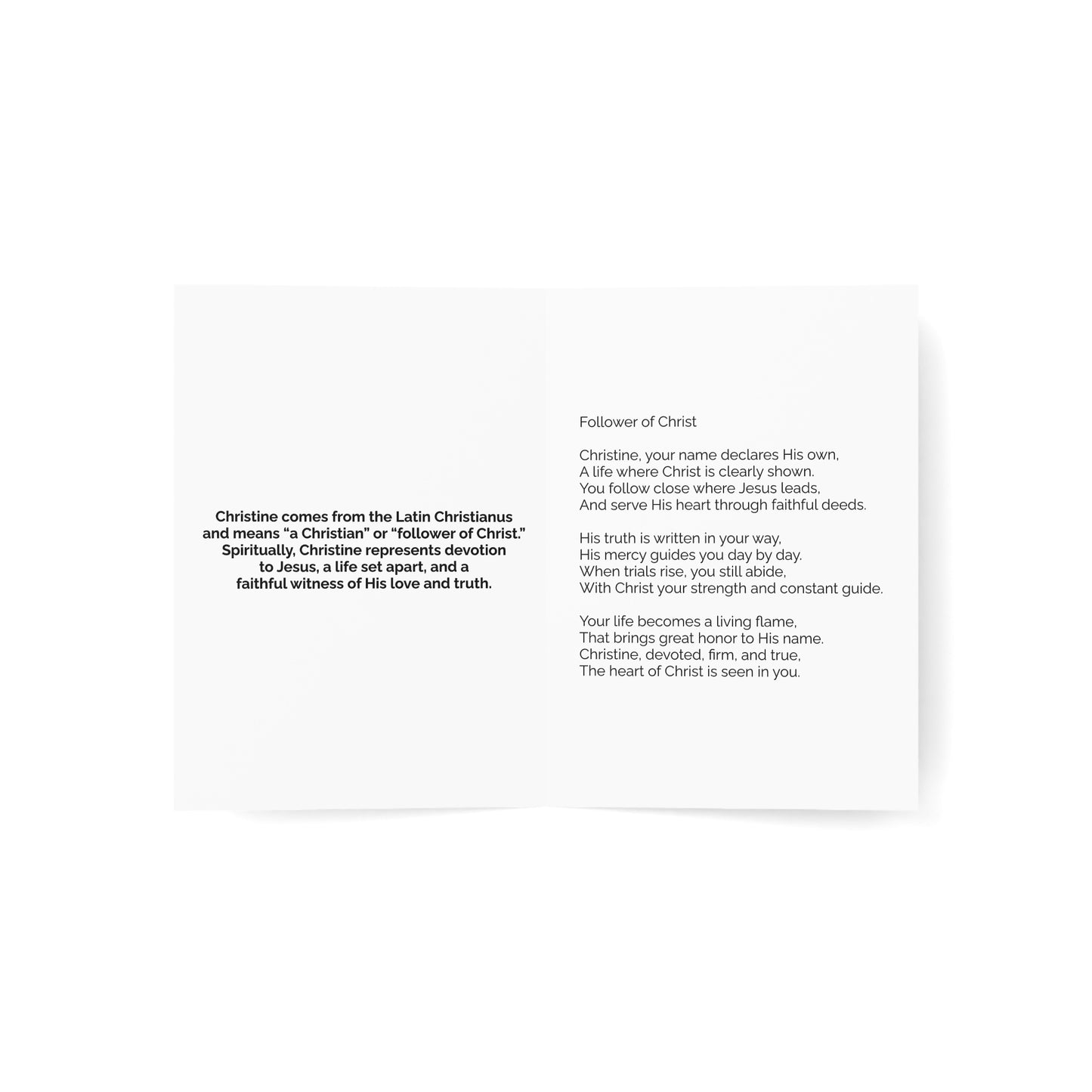 Christine - Personalized Name Meaning Card with Poem