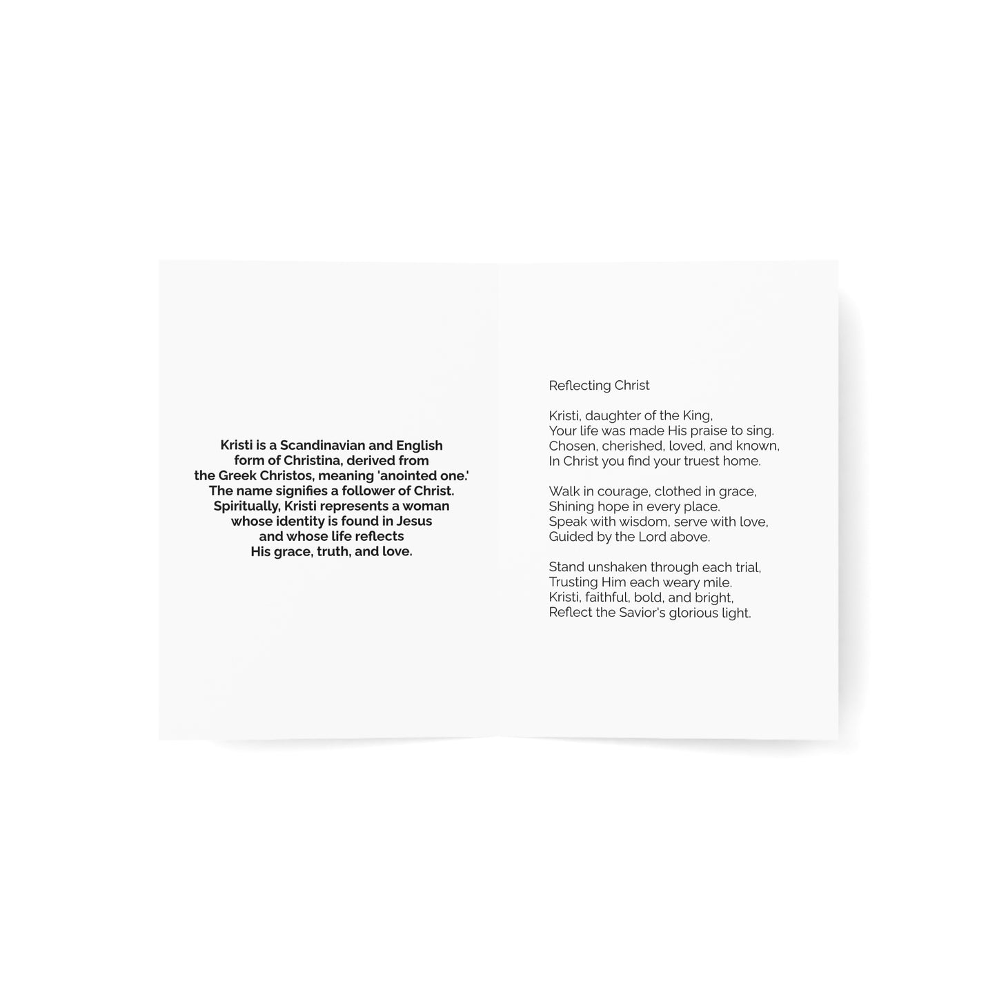 Kristi - Personalized Name Meaning Card with Poem