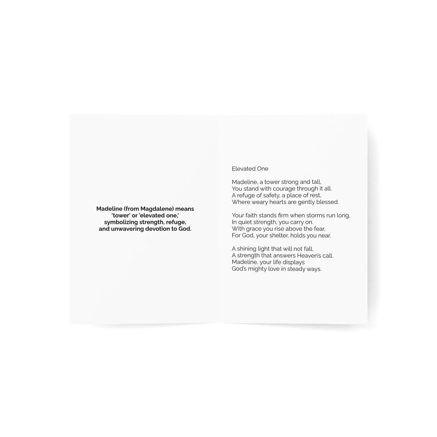 Madeline - Personalized Name Meaning Card with Poem