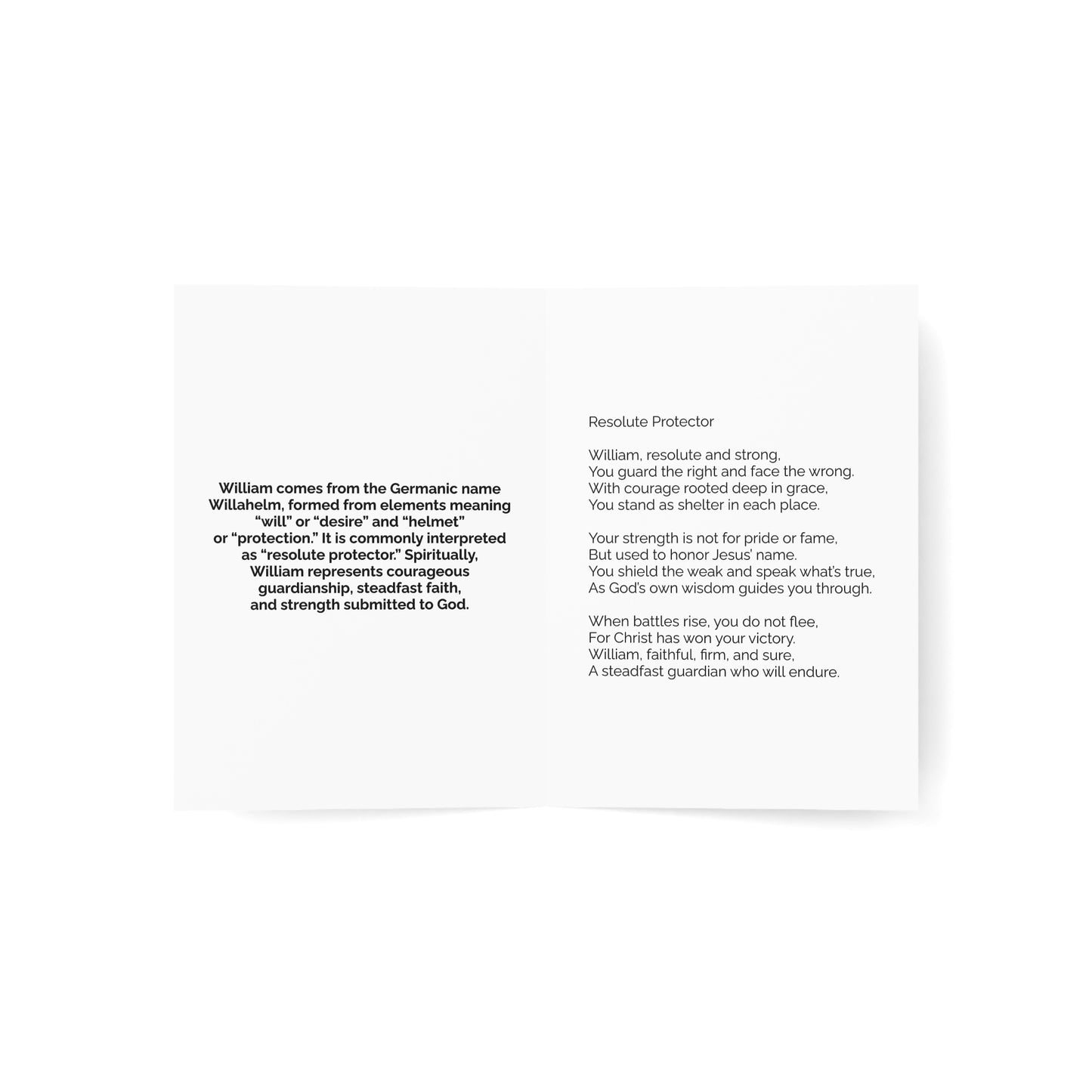 William - Personalized Name Meaning Card with Poem