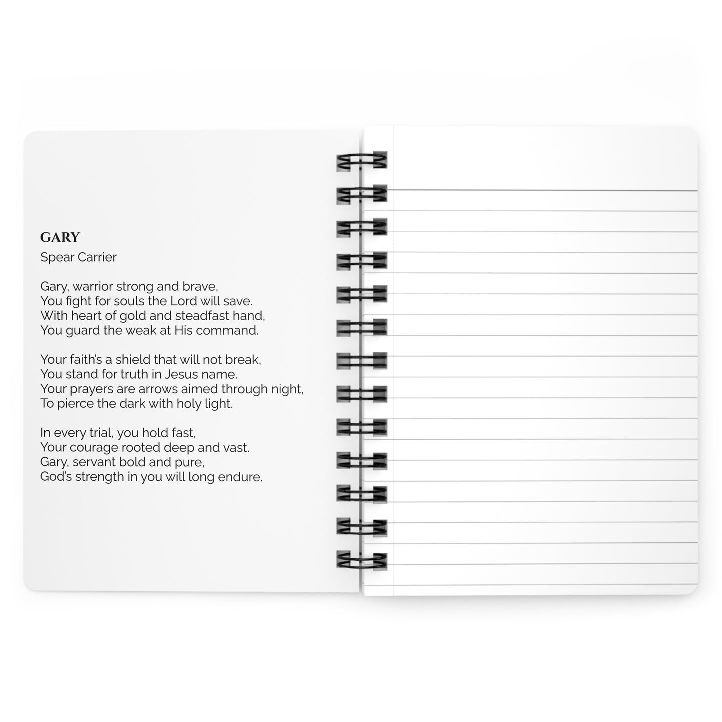 Gary - Custom Name Meaning Journal and Poem White