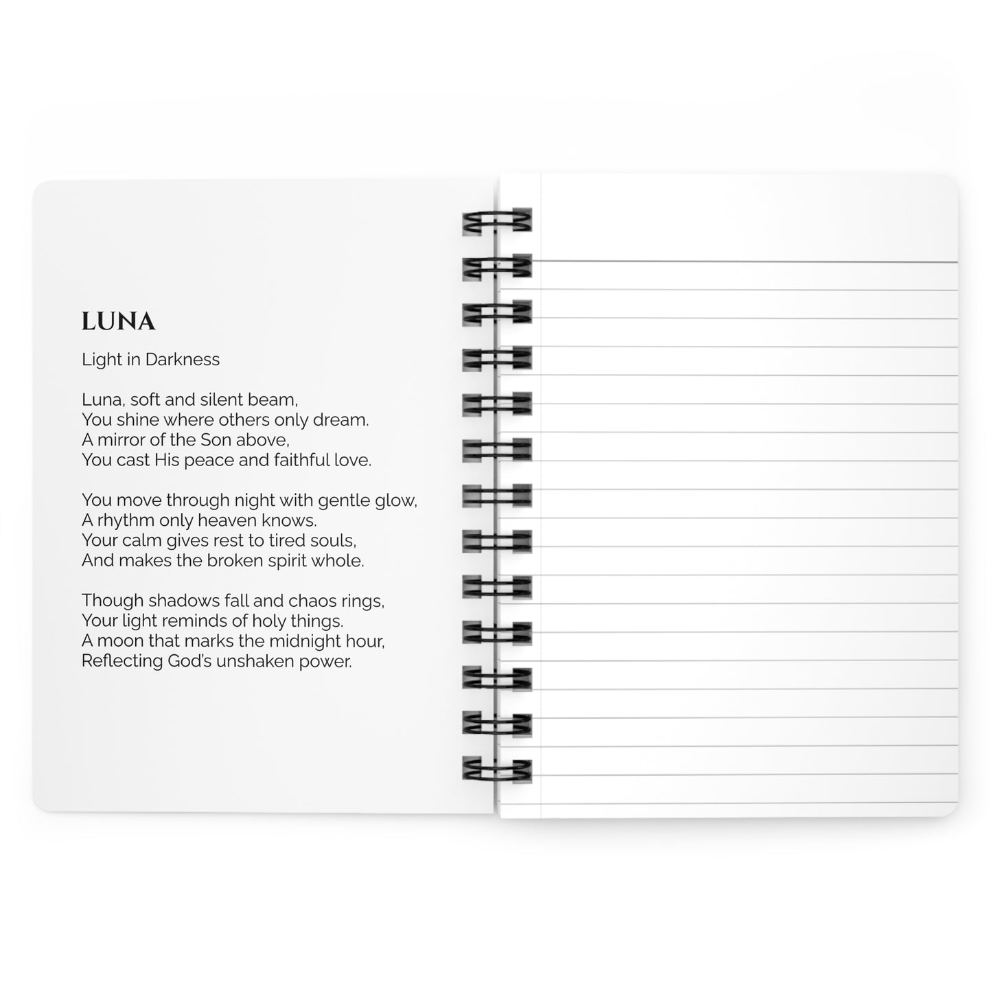 Luna - Custom Name Meaning Journal & Poem White