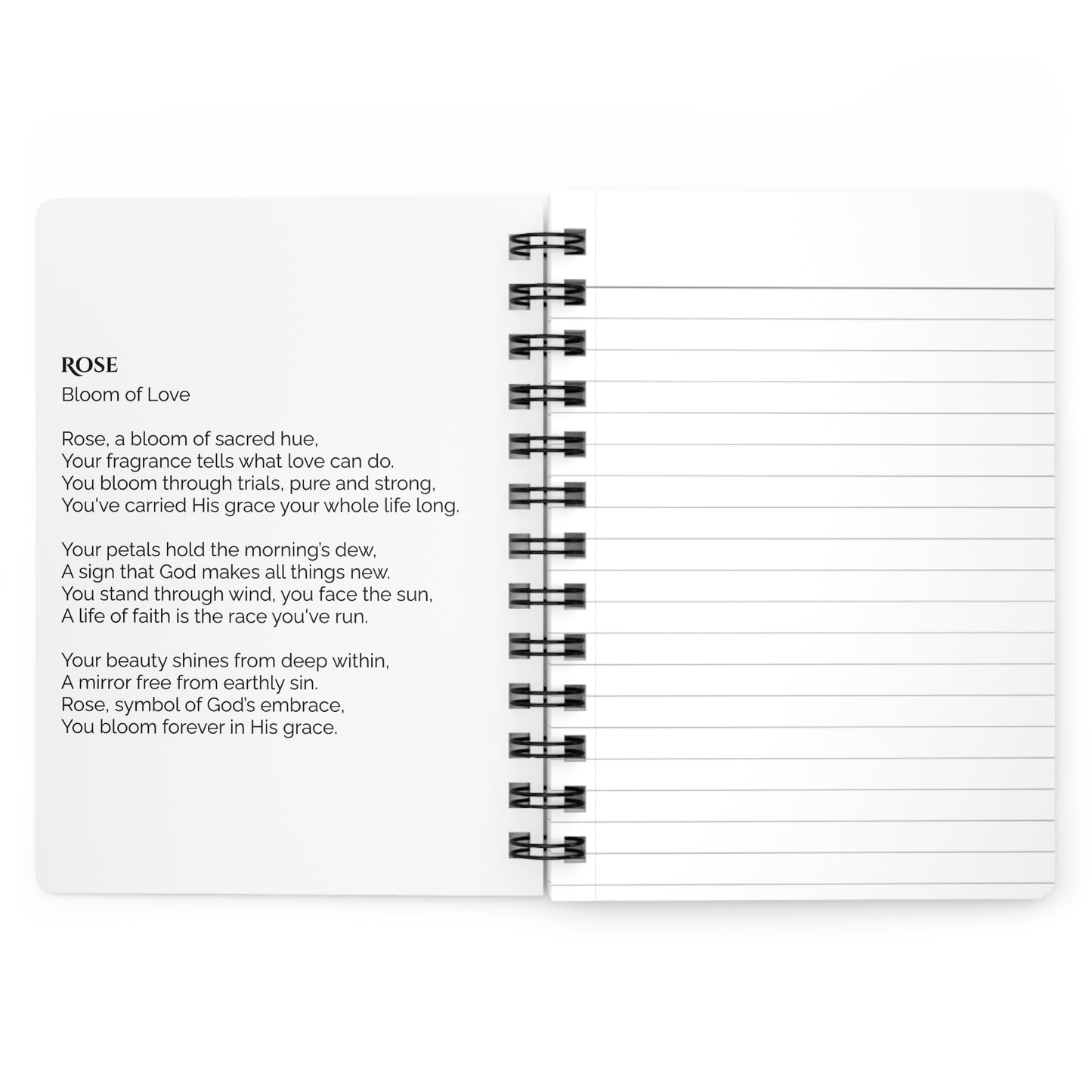 Rose - Custom Name Meaning Journal and Poem White