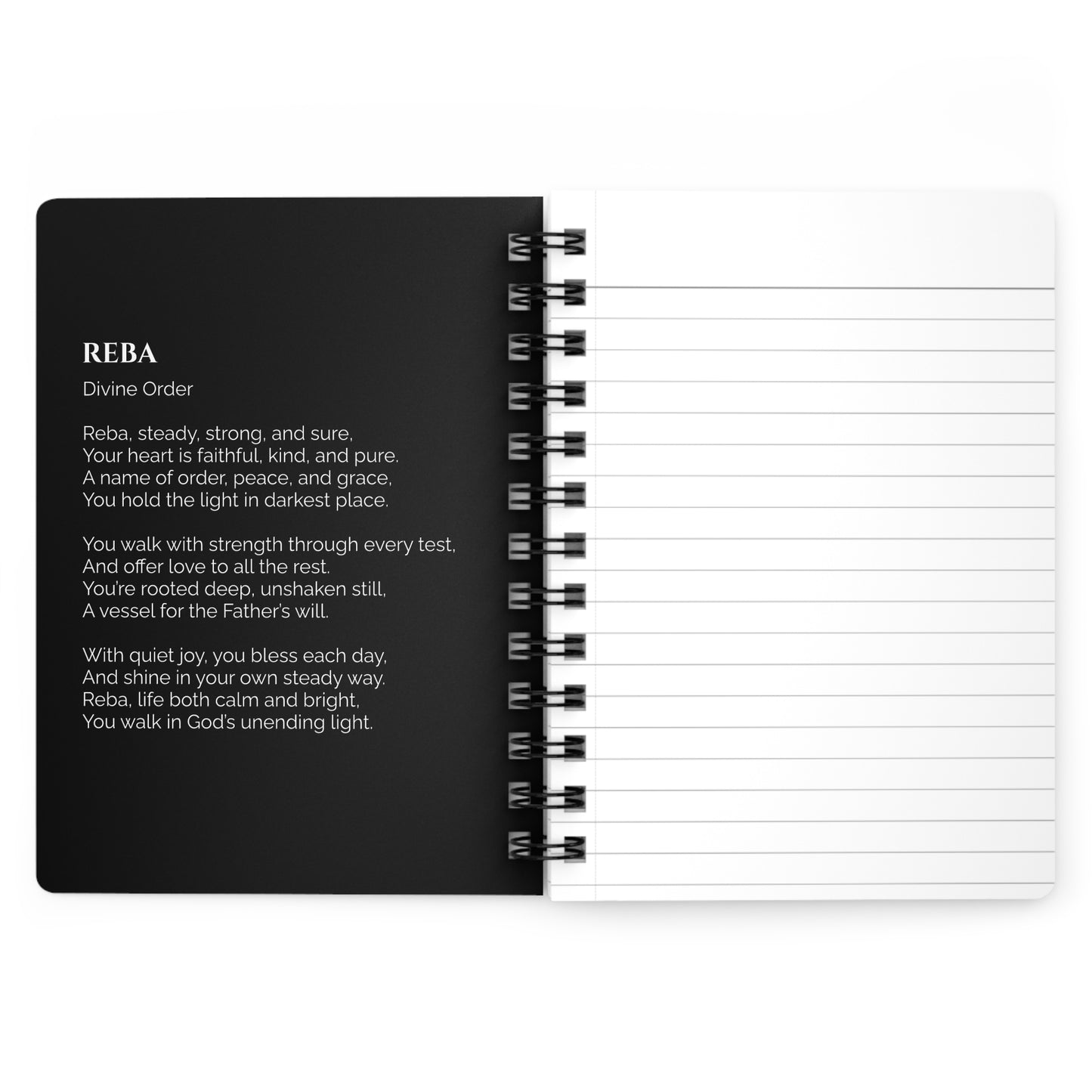 Reba - Custom Name Meaning Journal & Poem Black