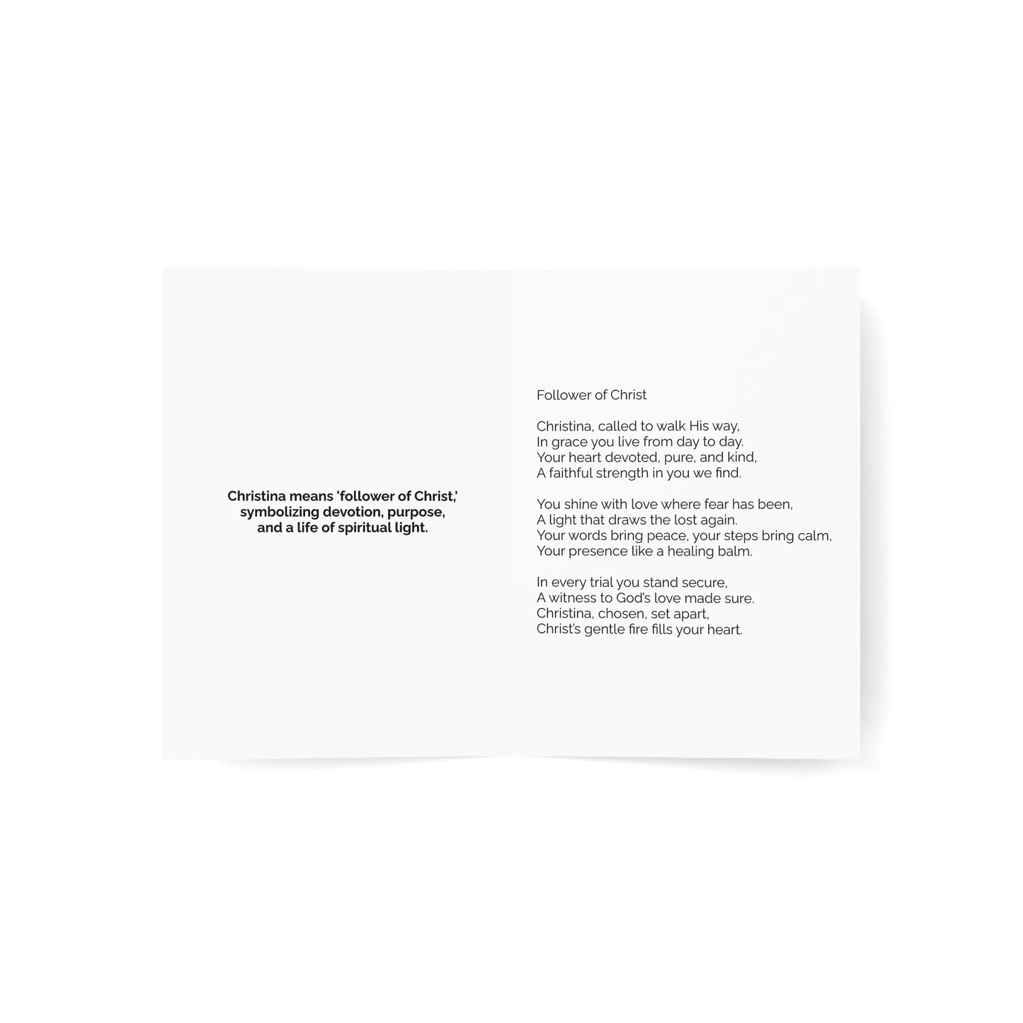 Christina - Personalized Name Meaning Card with Poem