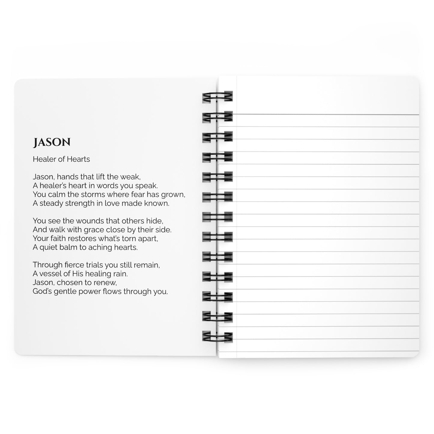 Jason - Custom Name Meaning Journal & Poem White
