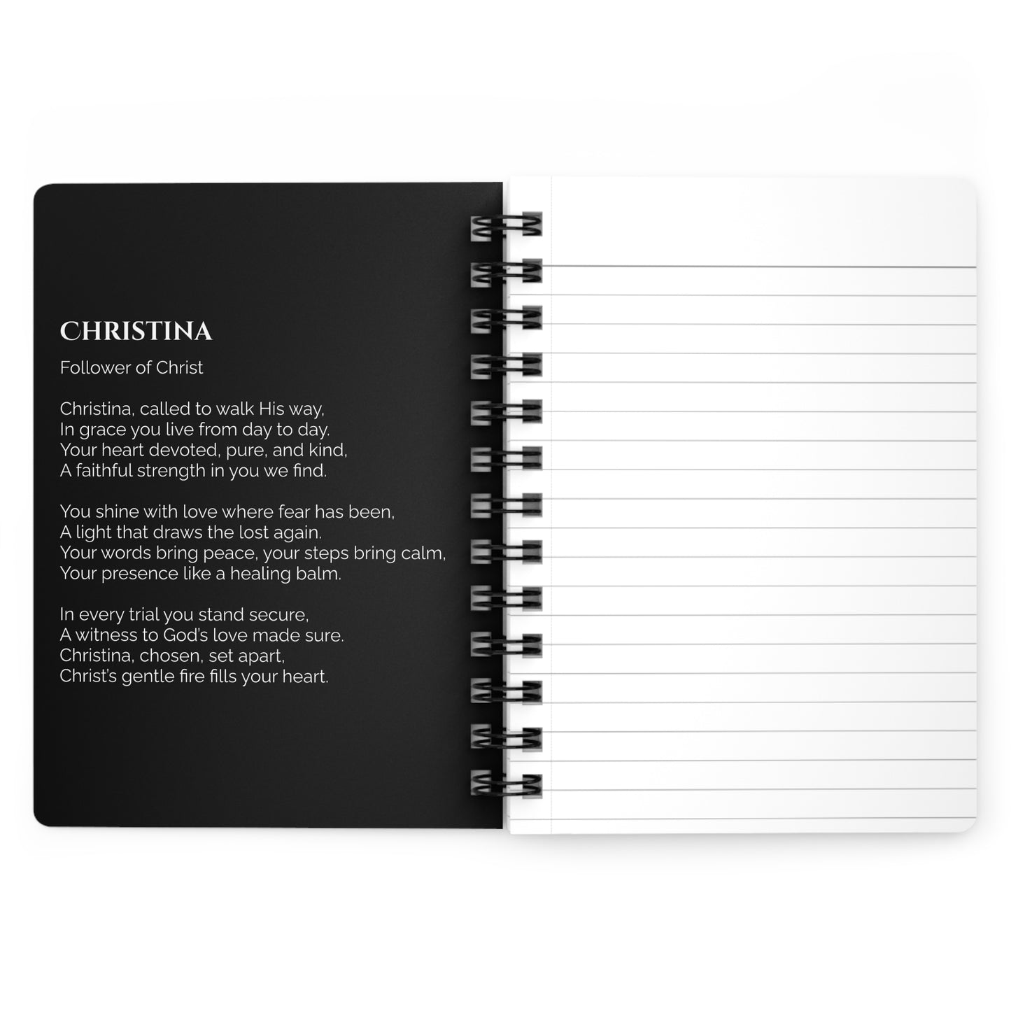Christina - Custom Name Meaning Journal & Poem Black