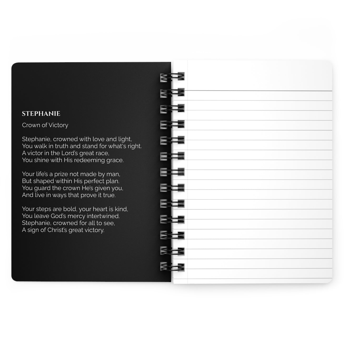 Stephanie - Custom Name Meaning Journal and Poem Black
