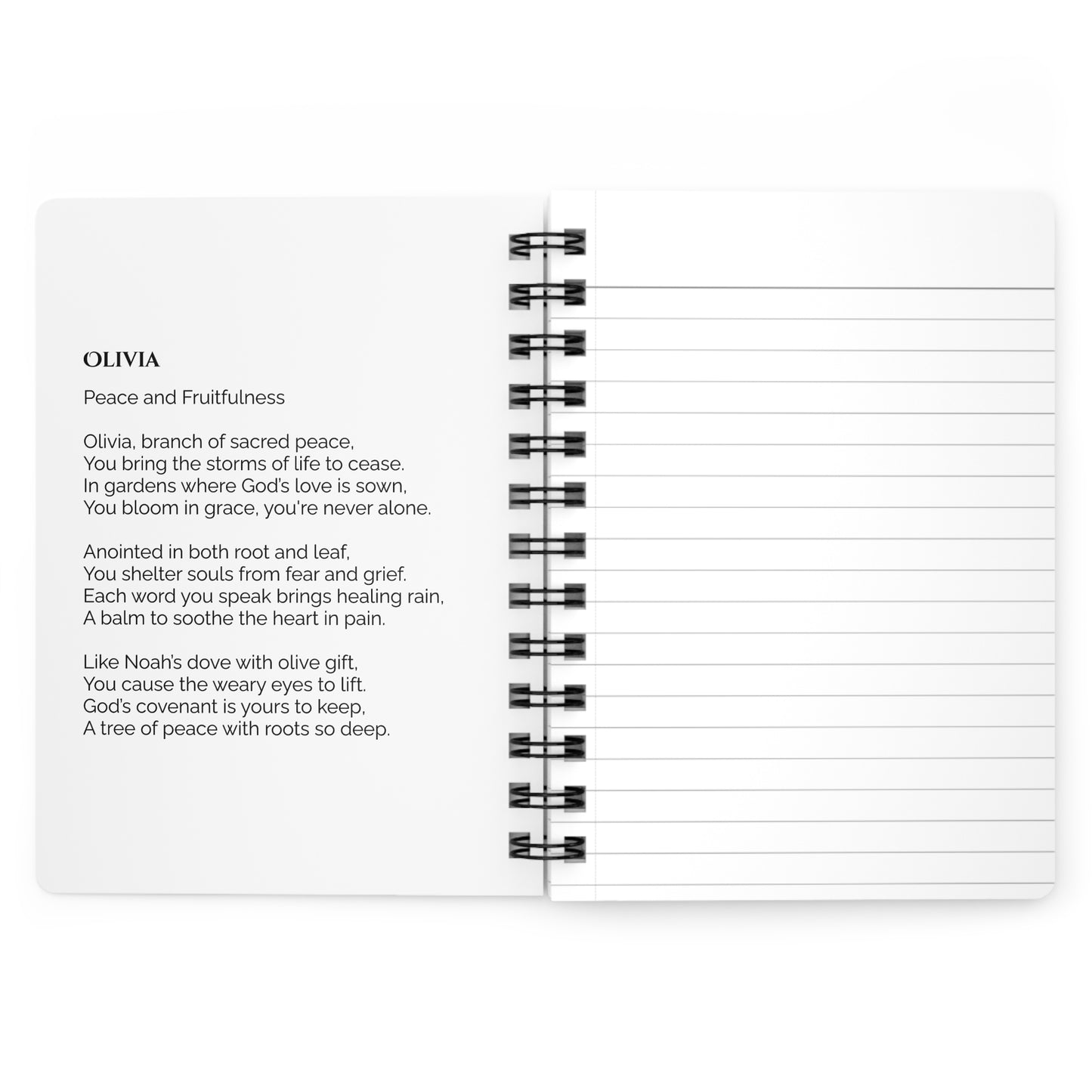 Olivia - Custom Name Meaning Journal and Poem White