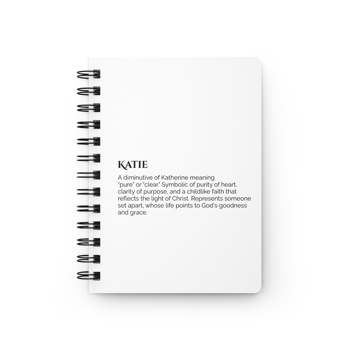 Katie - Custom Name Meaning Journal & Poem White