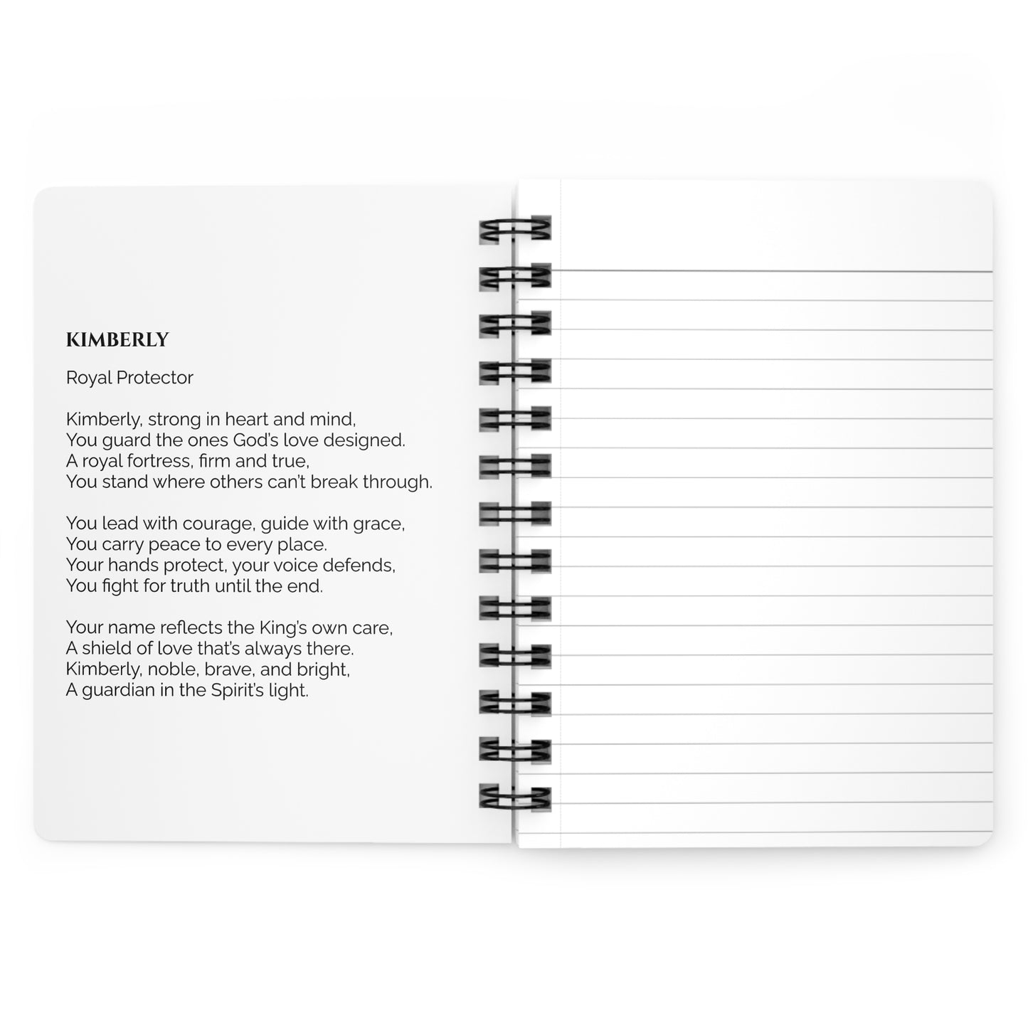 Kimberly - Custom Name Meaning Journal and Poem White