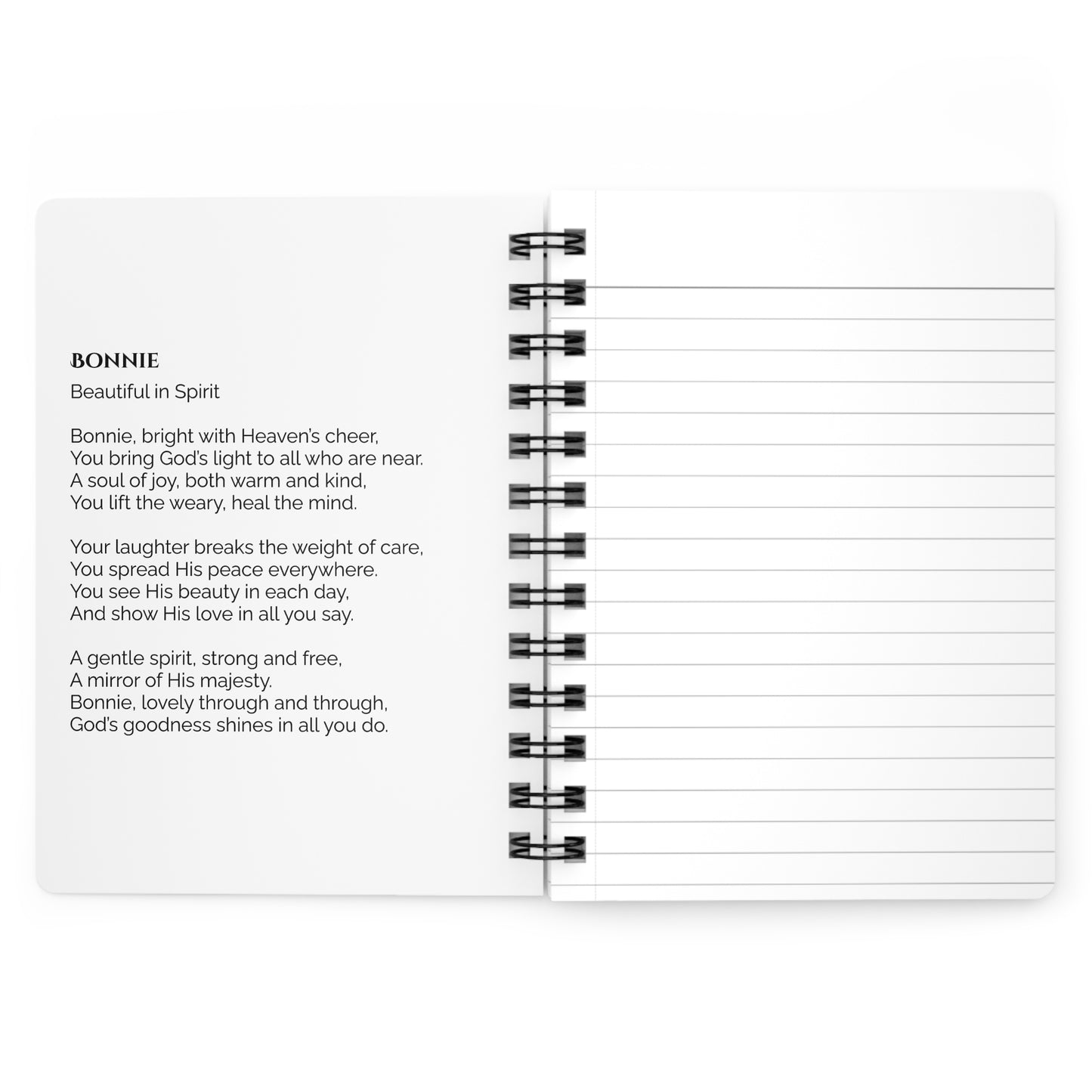 Bonnie - Custom Name Meaning Journal and Poem White