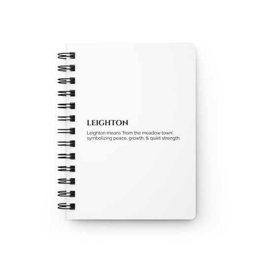 Leighton - Custom Name Meaning Journal and Poem White