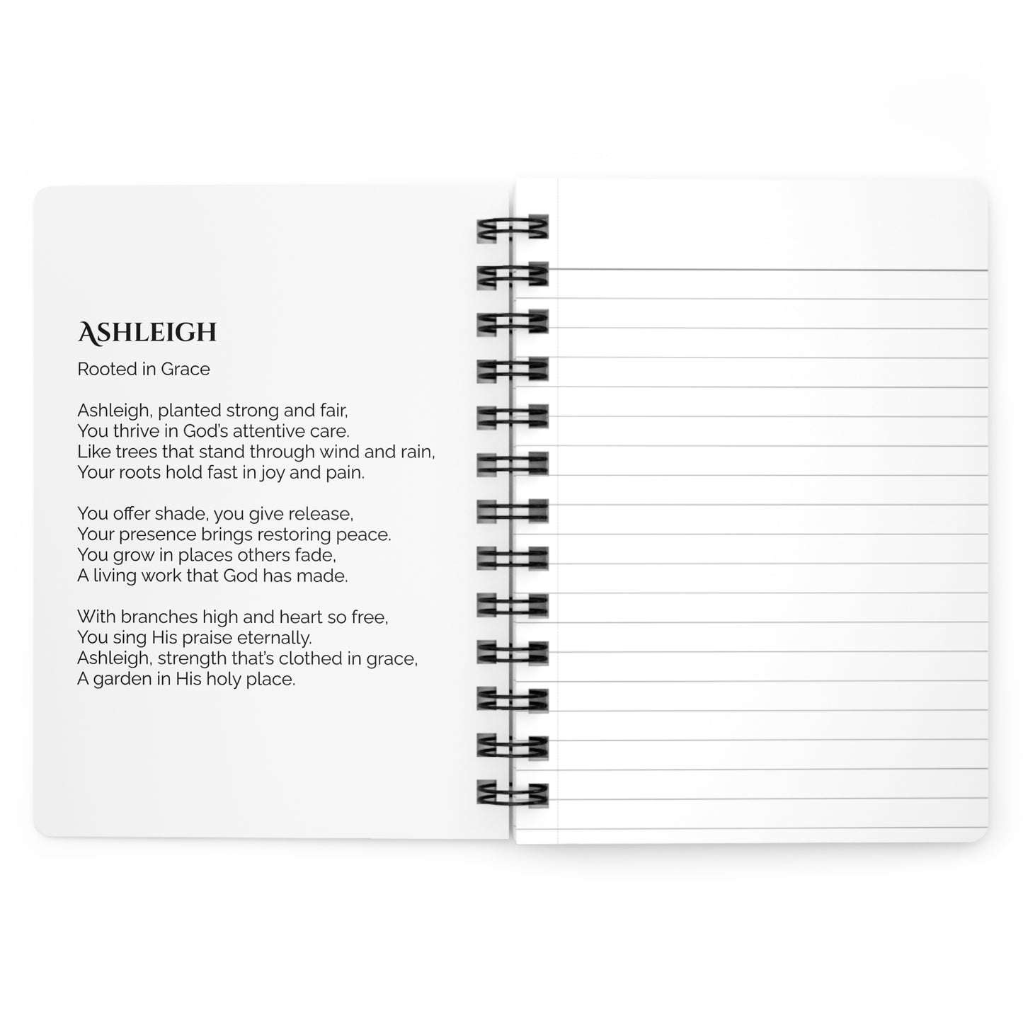Ashleigh - Custom Name Meaning Journal & Poem White