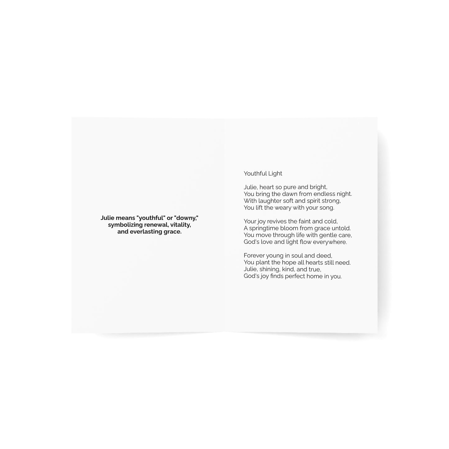 Julie - Personalized Name Meaning Card with Poem