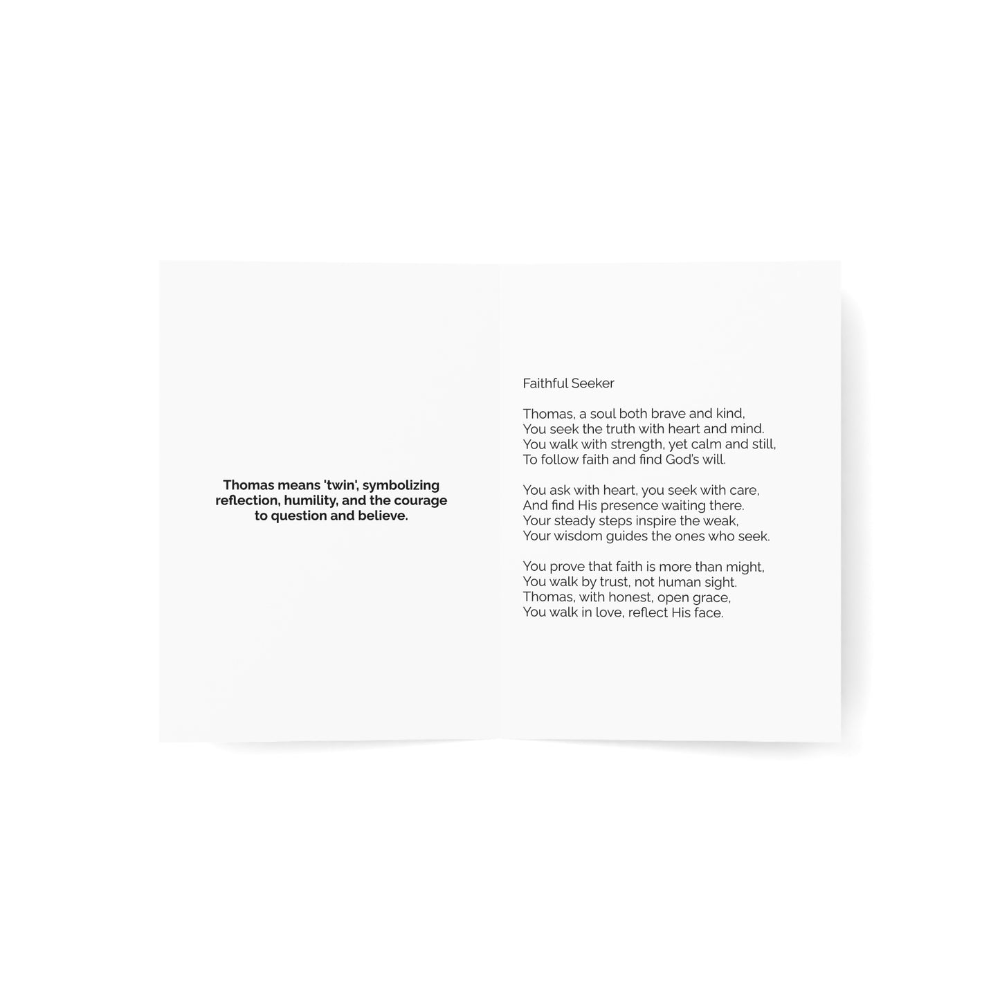 Thomas - Personalized Name Meaning Card with Poem