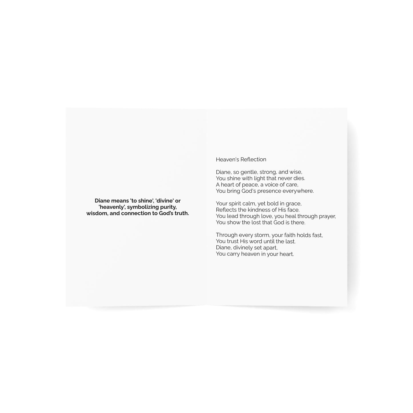 Diane - Personalized Name Meaning Card with Poem
