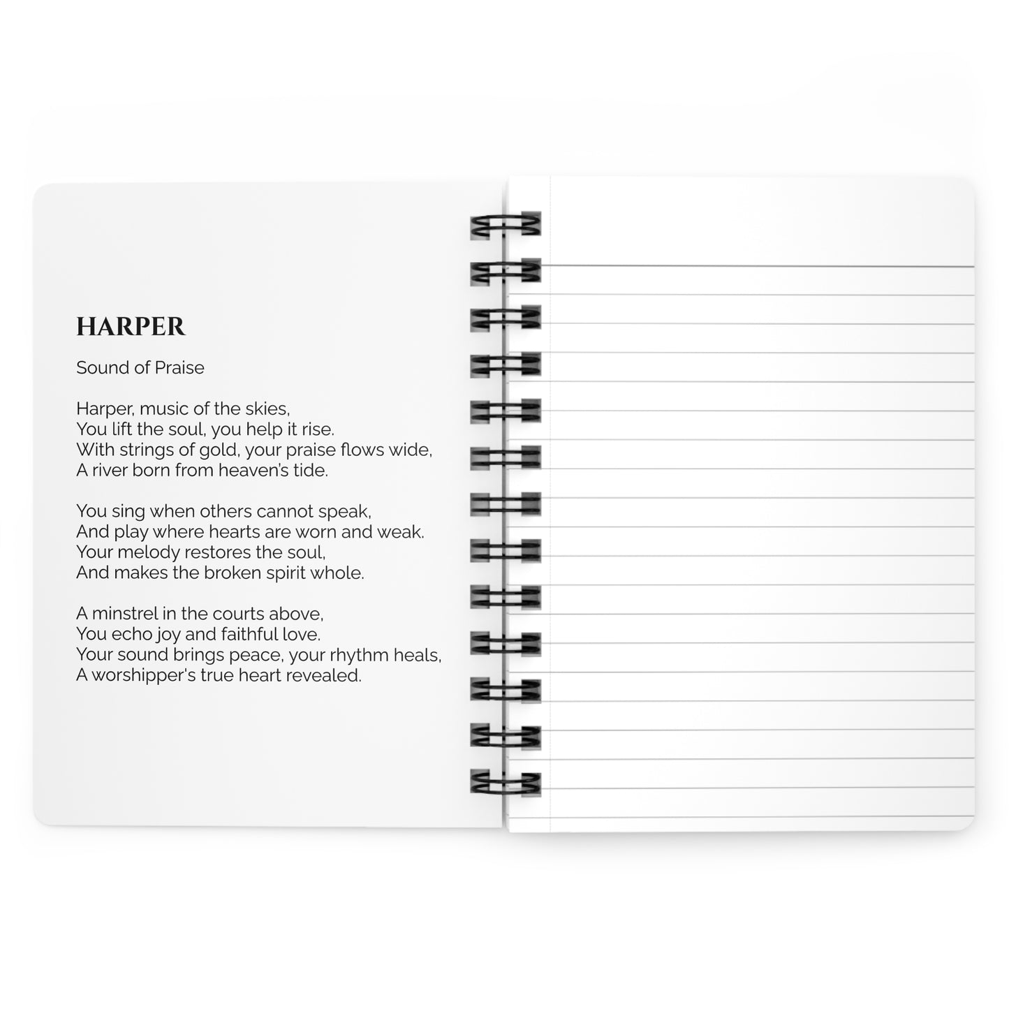 Harper - Custom Name Meaning Journal & Poem White