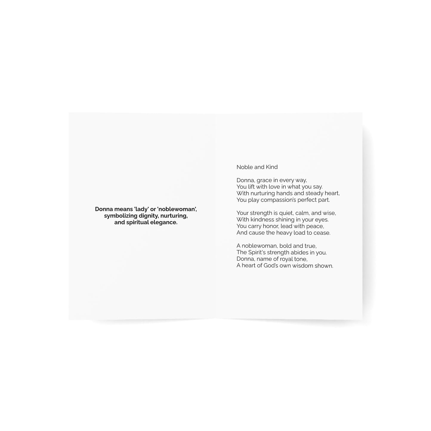 Donna - Personalized Name Meaning Card with Poem