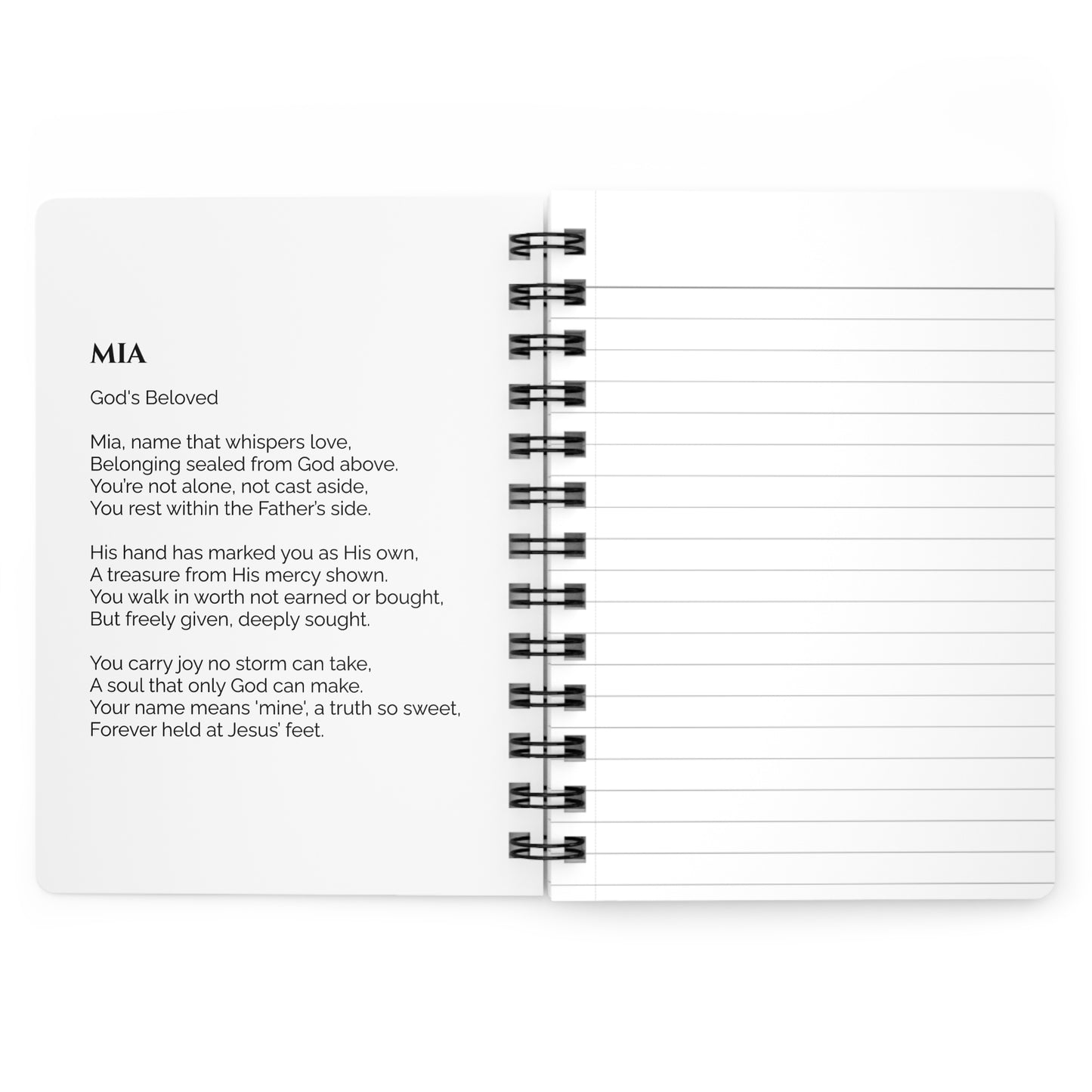 Mia - Custom Name Meaning Journal & Poem White