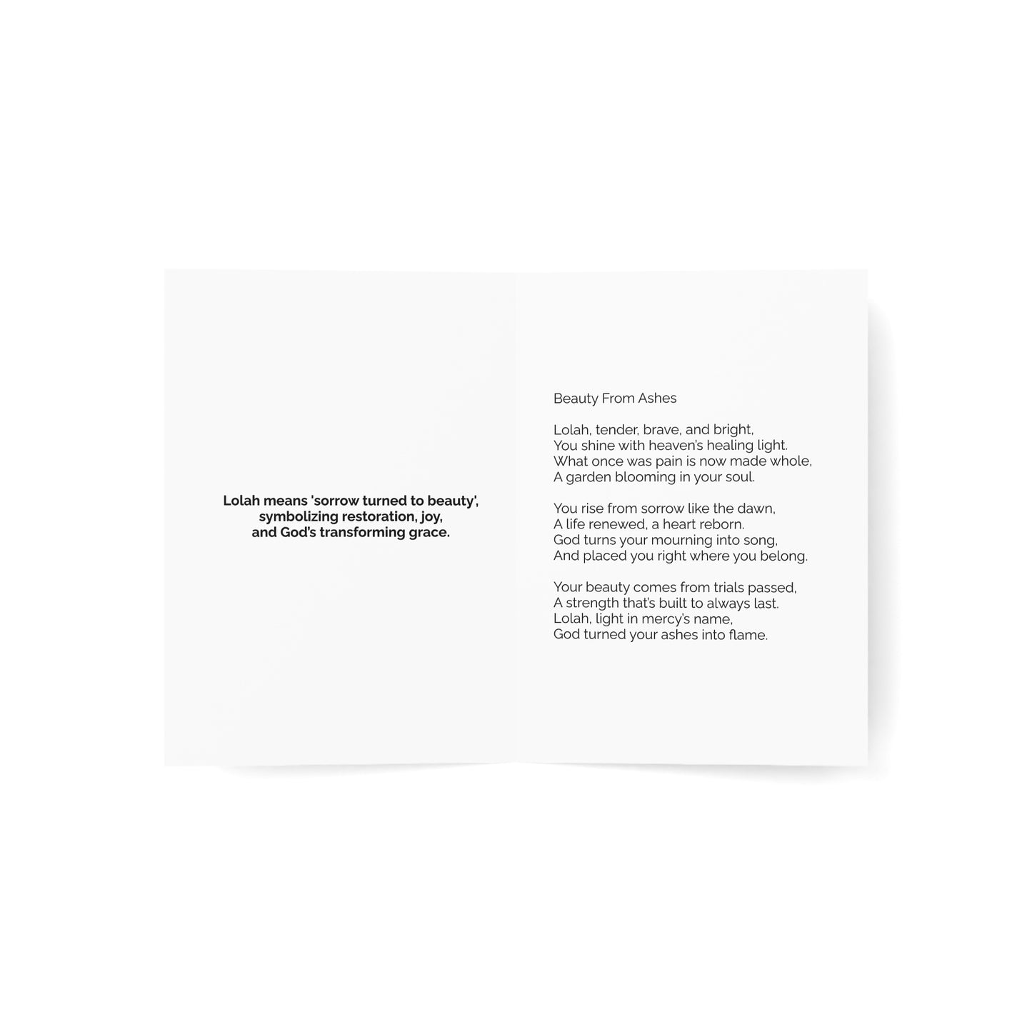 Lolah - Personalized Name Meaning Card with Poem