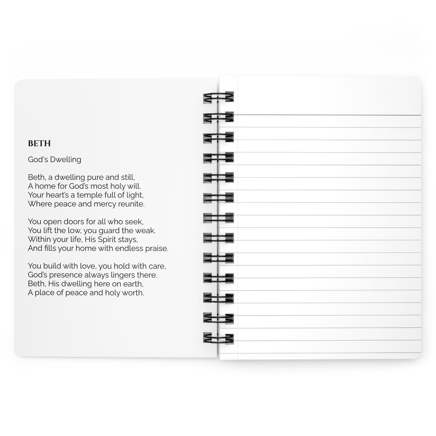 Beth - Custom Name Meaning Journal and Poem White