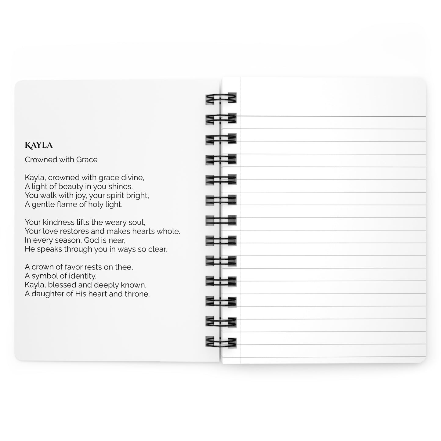 Kayla - Custom Name Meaning Journal and Poem Black