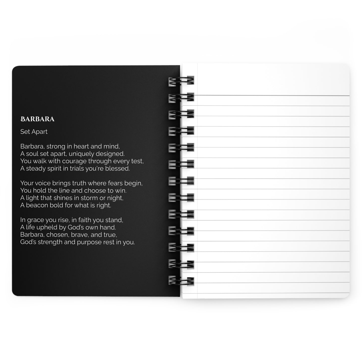 Barbara - Custom Name Meaning Journal and Poem Black