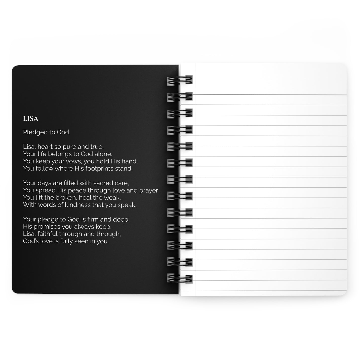 Lisa - Custom Name Meaning Journal and Poem Black