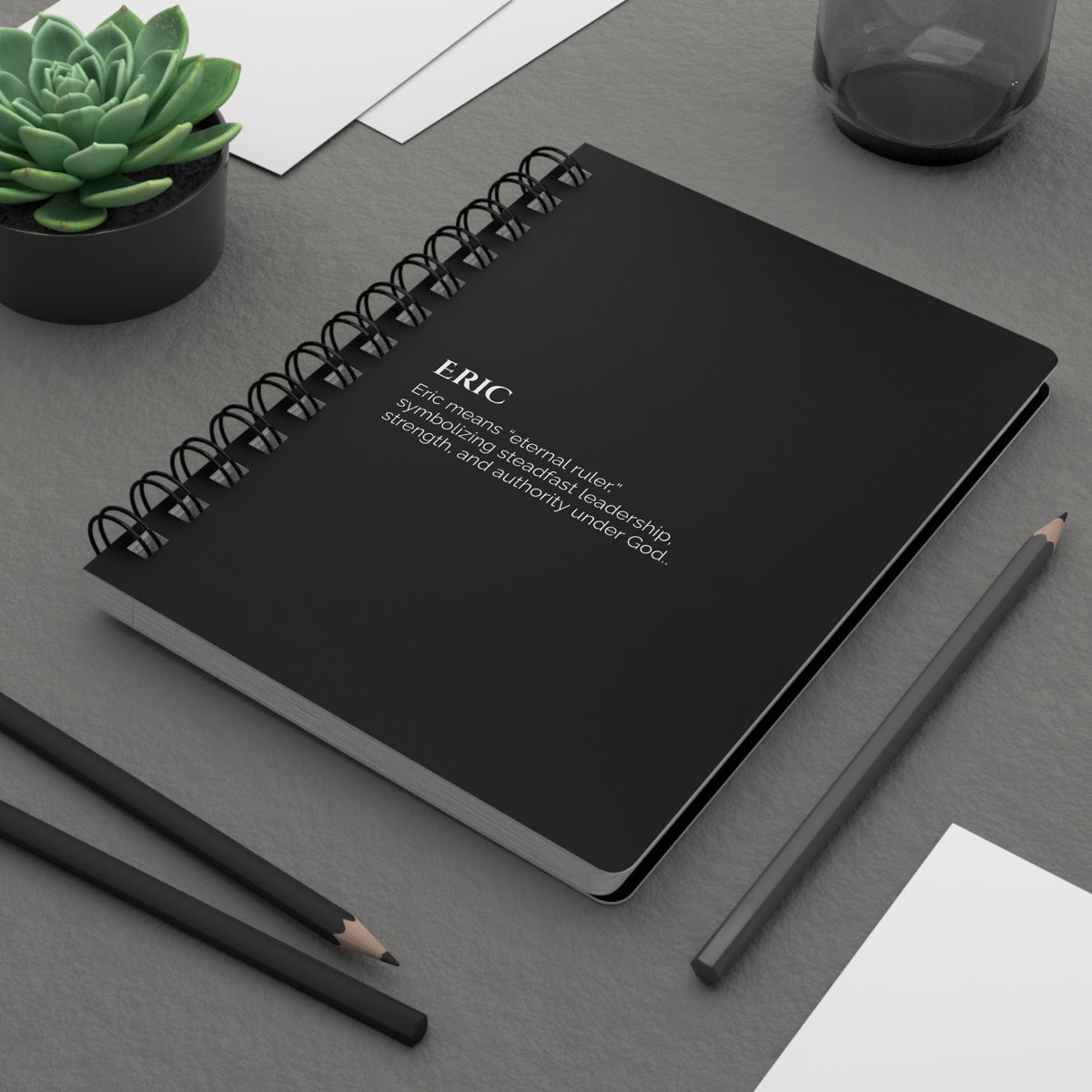 Eric - Custom Name Meaning Journal and Poem Black