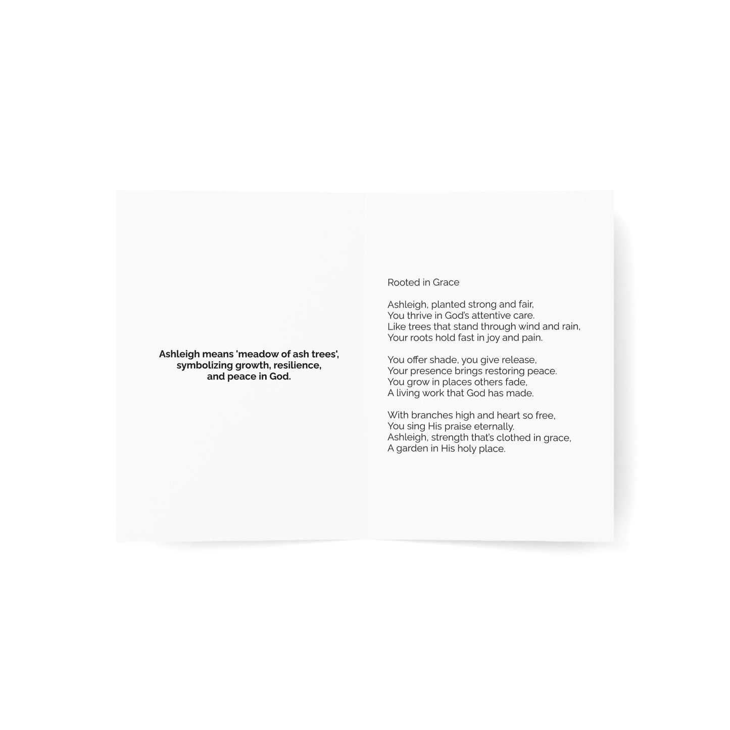 Ashleigh - Personalized Name Meaning Card with Poem