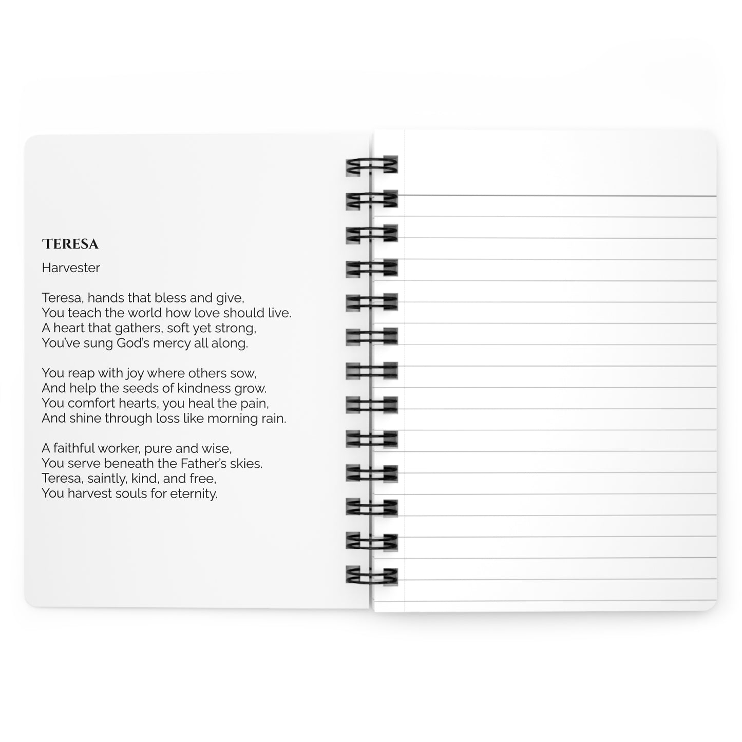 Teresa - Custom Name Meaning Journal and Poem White