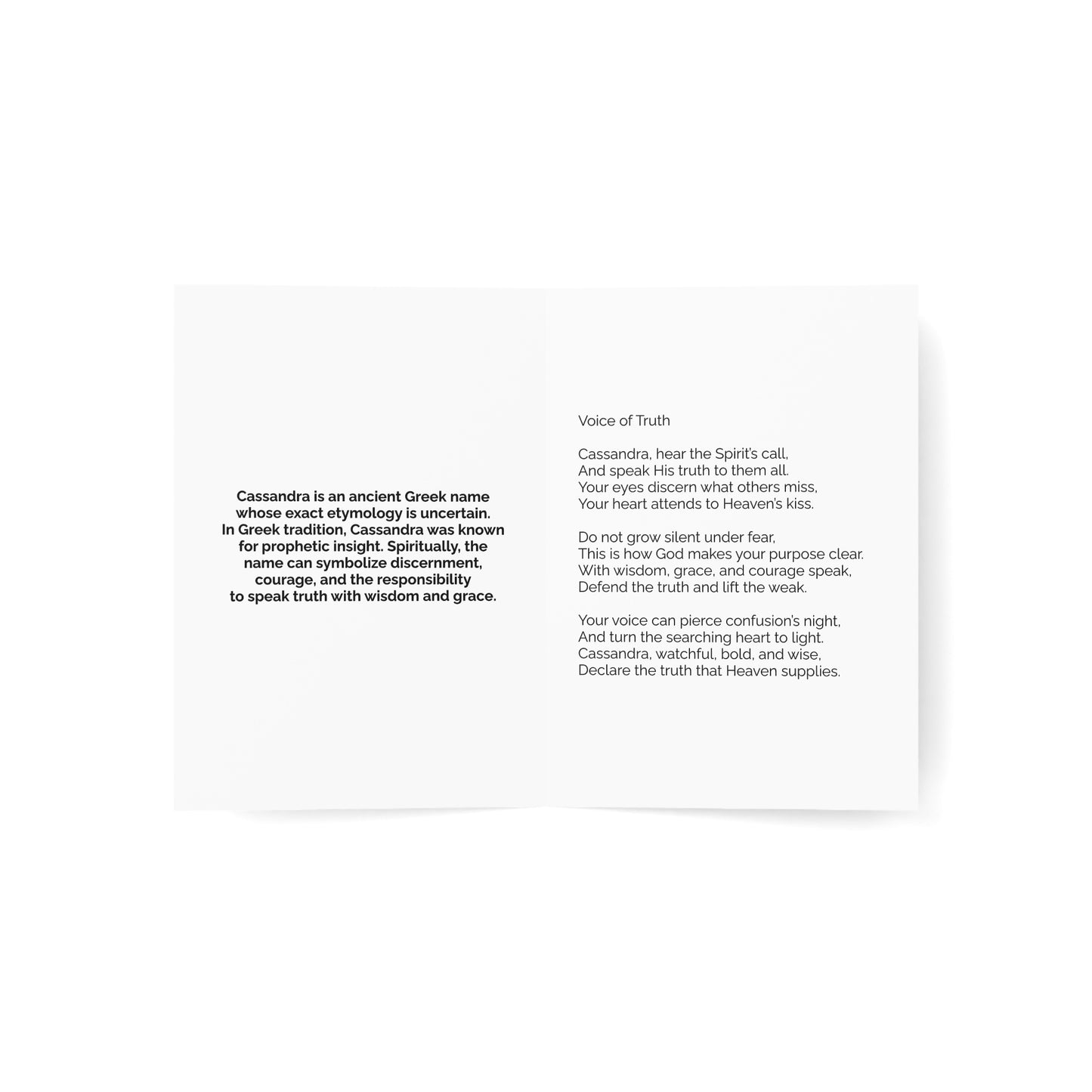 Cassandra - Personalized Name Meaning Card with Poem