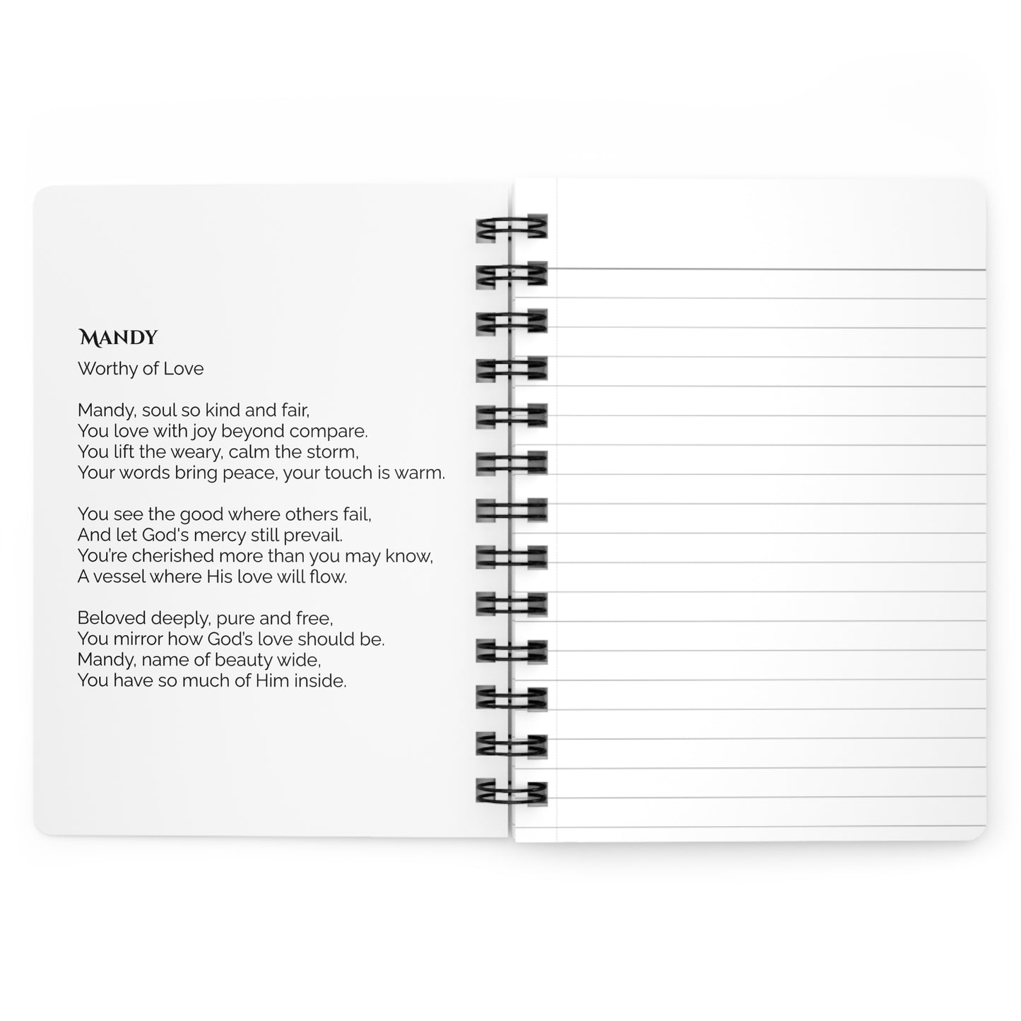 Mandy - Custom Name Meaning Journal and Poem White