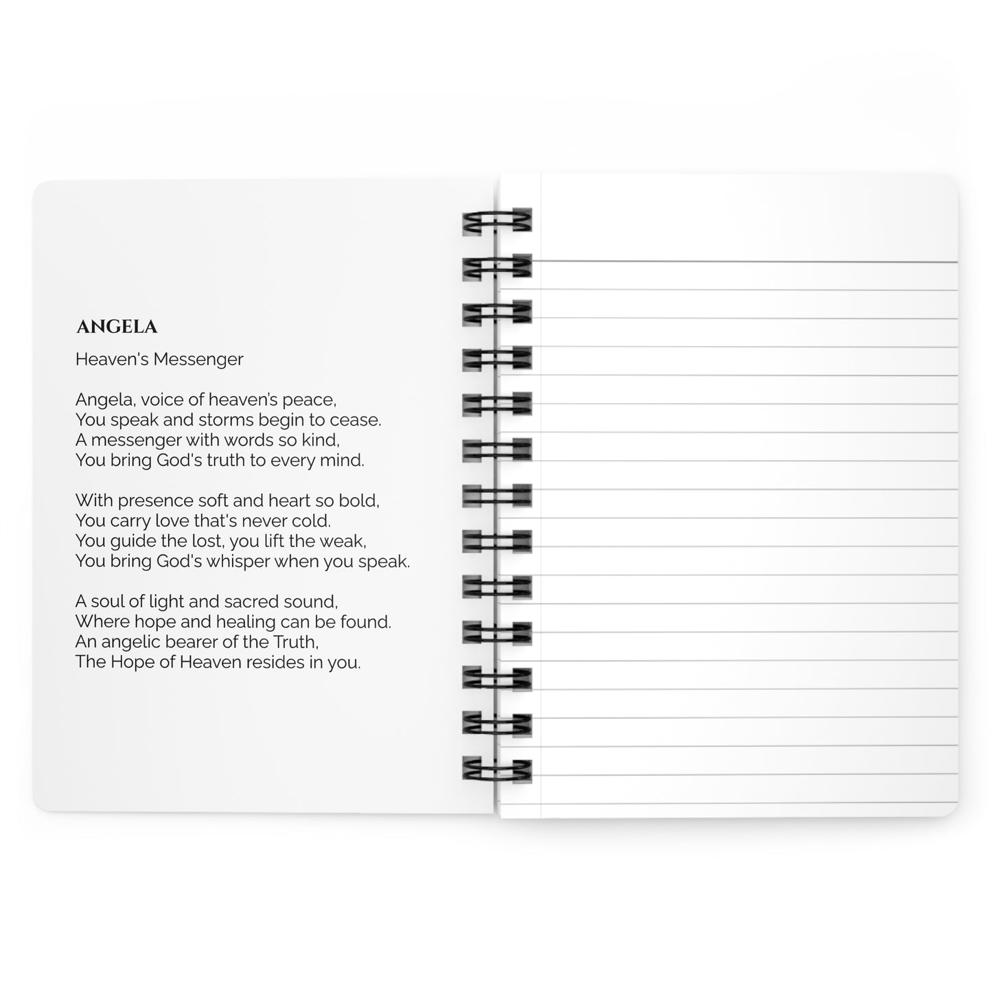 Angela - Custom Name Meaning Journal and Poem White