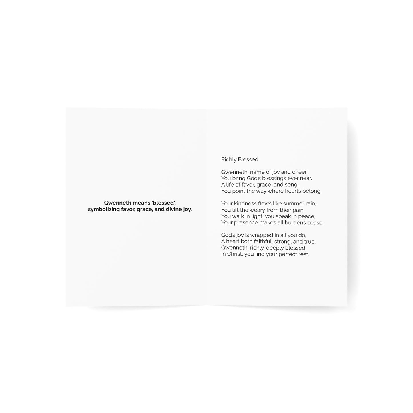 Gwenneth - Personalized Name Meaning Card with Poem